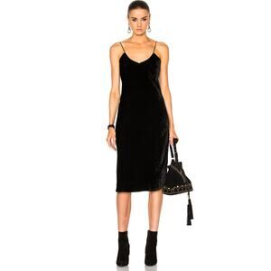 Nili Lotan Black Velvet Cami Midi Dress Size Medium Adjustable Straps